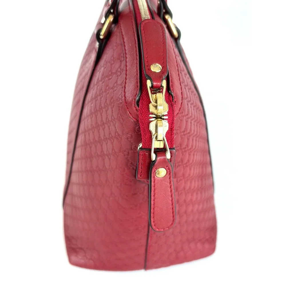 Gucci Microguccissima Red Leather Dome Satchel Bag Gold Hardware 449663